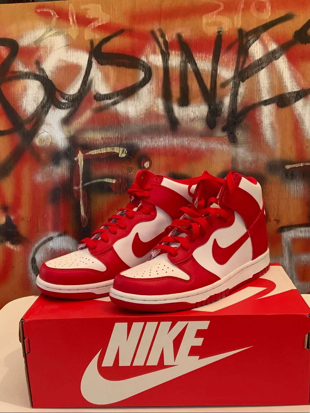 Nike Kids High-Top Sneakers - Red and White